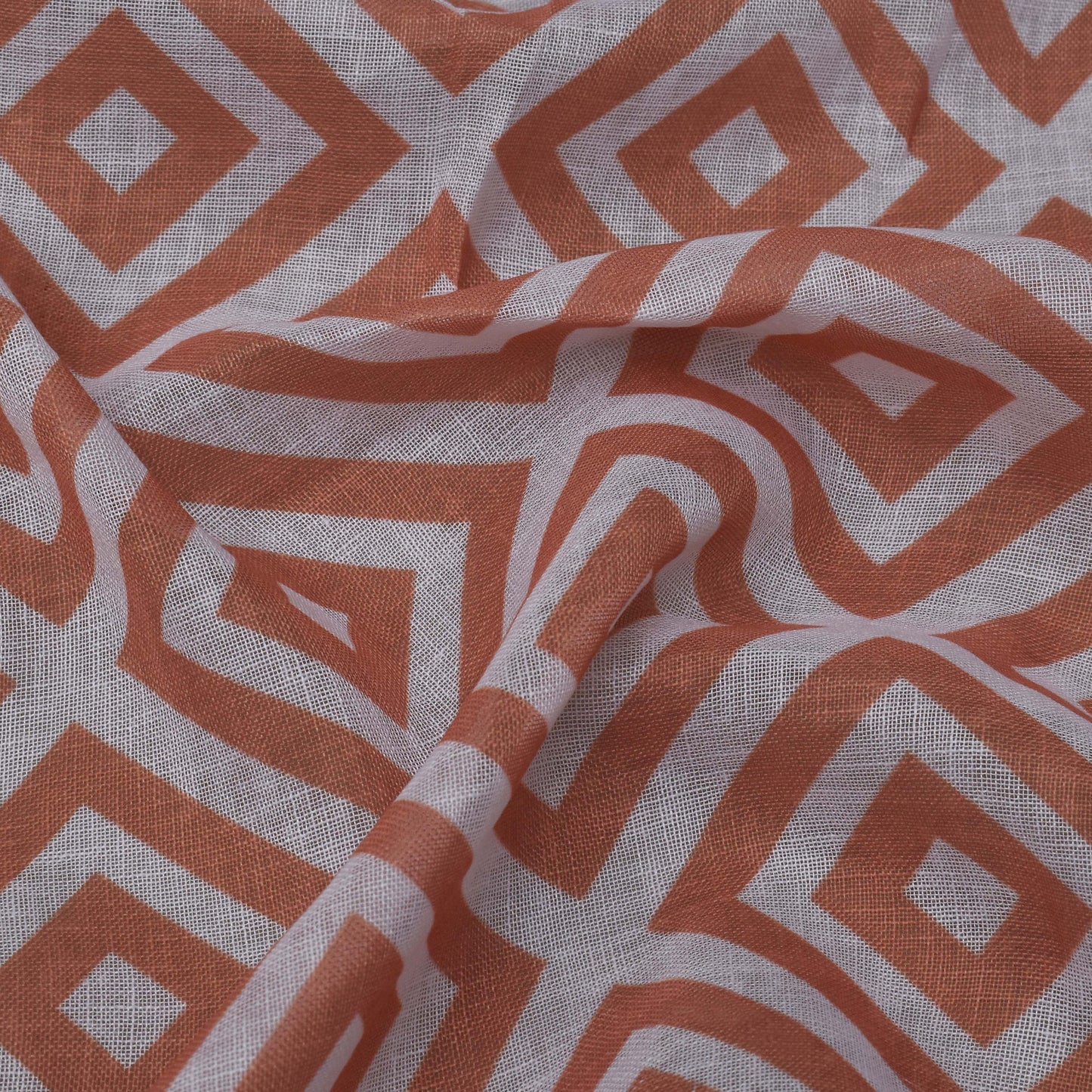 Rust Color Linen Digital Print Fabric