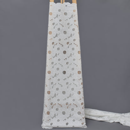 White Color Crepe Chikan Fabric