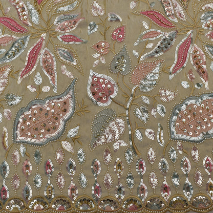 Beige Color Tissue Embroidery Fabric