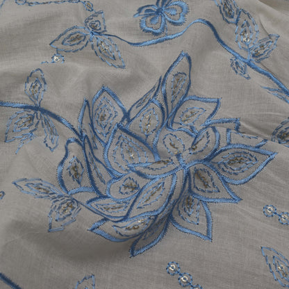 Off White Color Cotton Embroidery Fabric