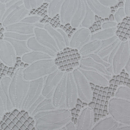 White Color Crepe Chikan Fabric