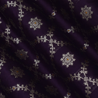 Purple  Color Katan Meena Brocade Fabric