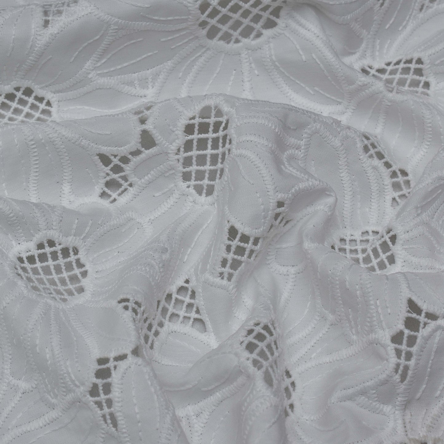 White Color Crepe Chikan Fabric