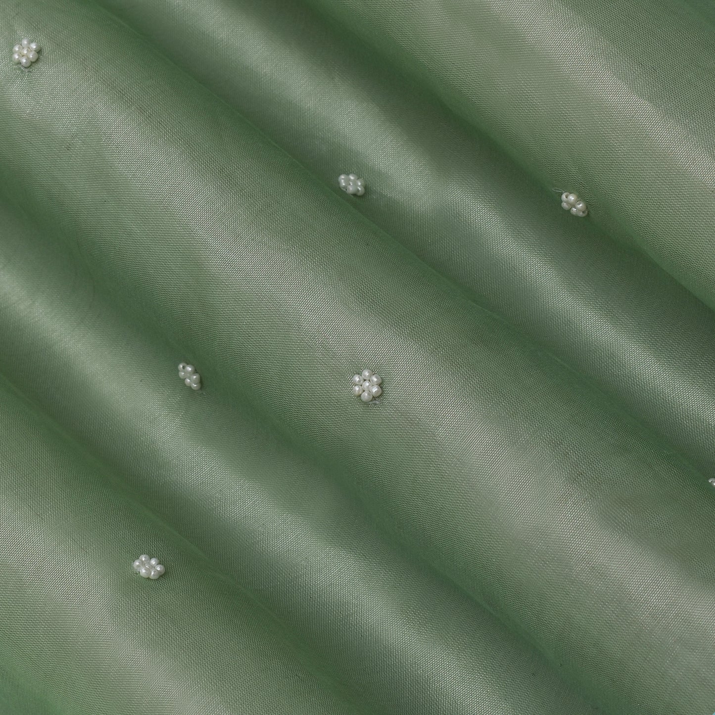 Hazel Green Color Tissue Booti Fabric