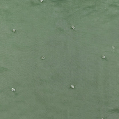 Hazel Green Color Tissue Booti Fabric