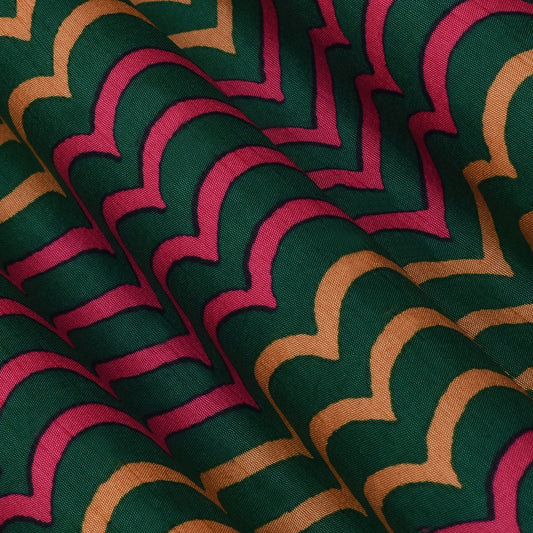 Multicolor Slub Chanderi Print Fabric