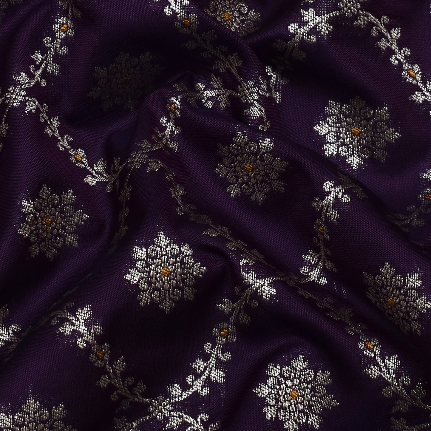 Purple  Color Katan Meena Brocade Fabric