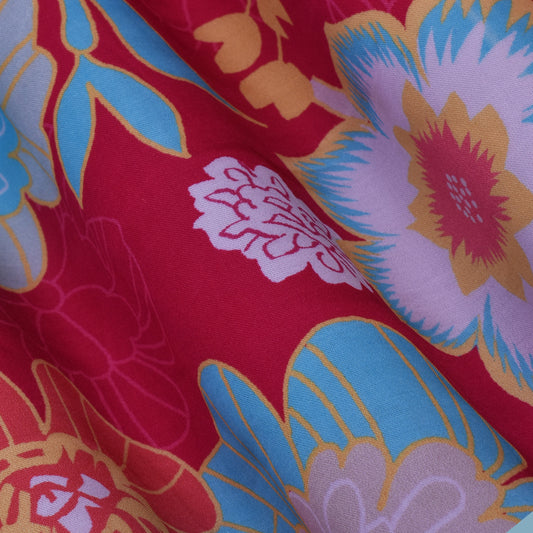 Multi Color Modal Satin Print Fabric