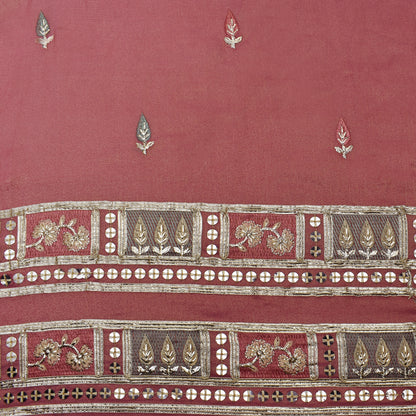 Pink Color Tissue Booti  Embroidery Fabric