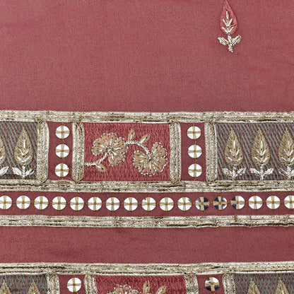 Pink Color Tissue Booti  Embroidery Fabric