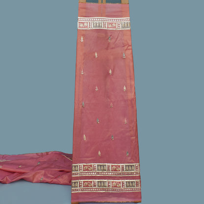 Pink Color Tissue Booti  Embroidery Fabric