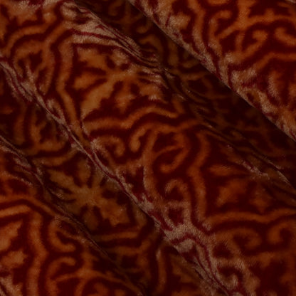 Red Color Silk Velvet Print Fabric