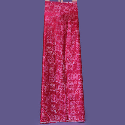 Pink Color Gajji Silk Batik Print Fabric