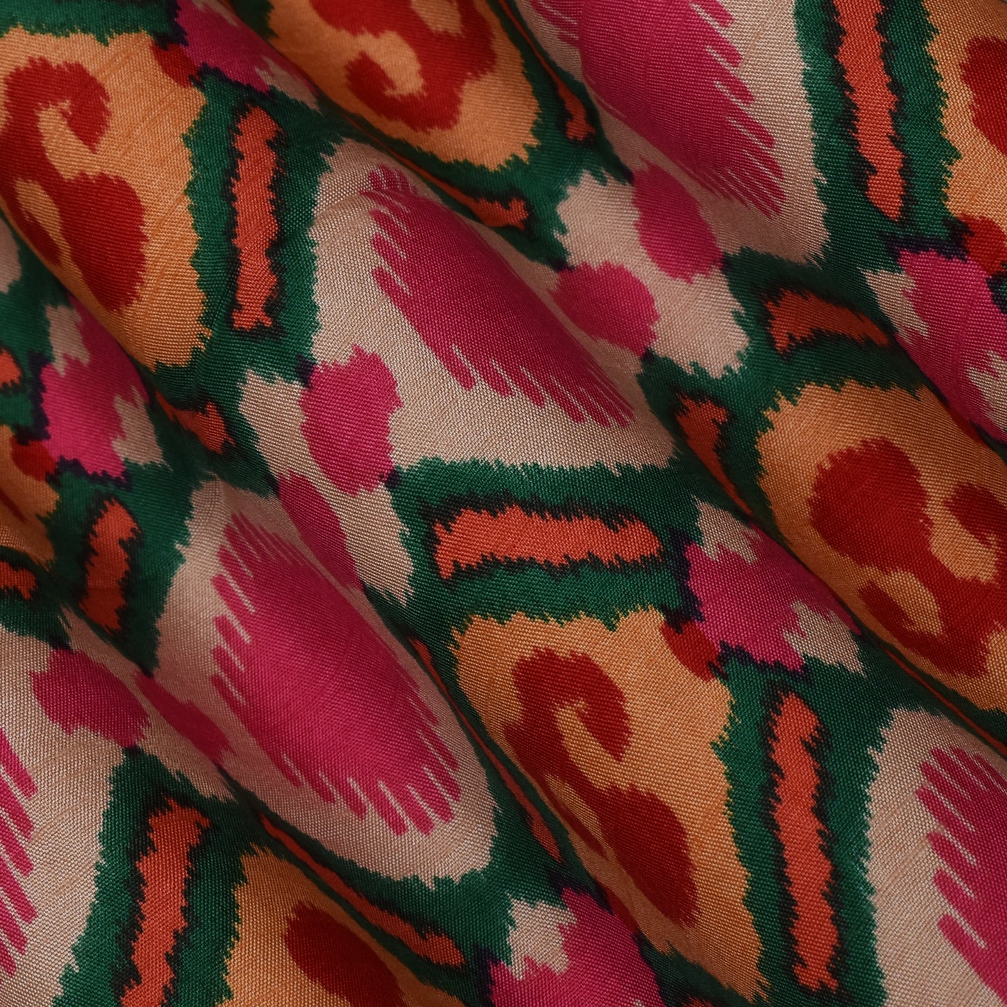 Multicolor Slub Chanderi Print Fabric