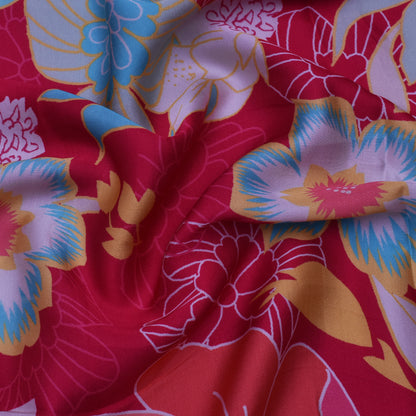 Multi Color Modal Satin Print Fabric