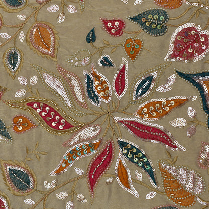 Beige Color Tissue  Embroidery Fabric