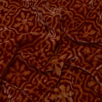 Red Color Silk Velvet Print Fabric