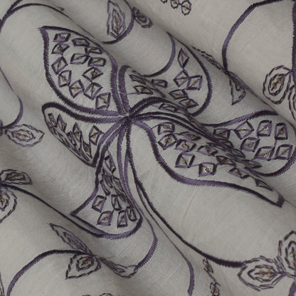 Off White Color Cotton Embroidery Fabric