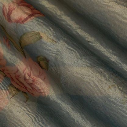 Floral Print Crush Tissue Fabric