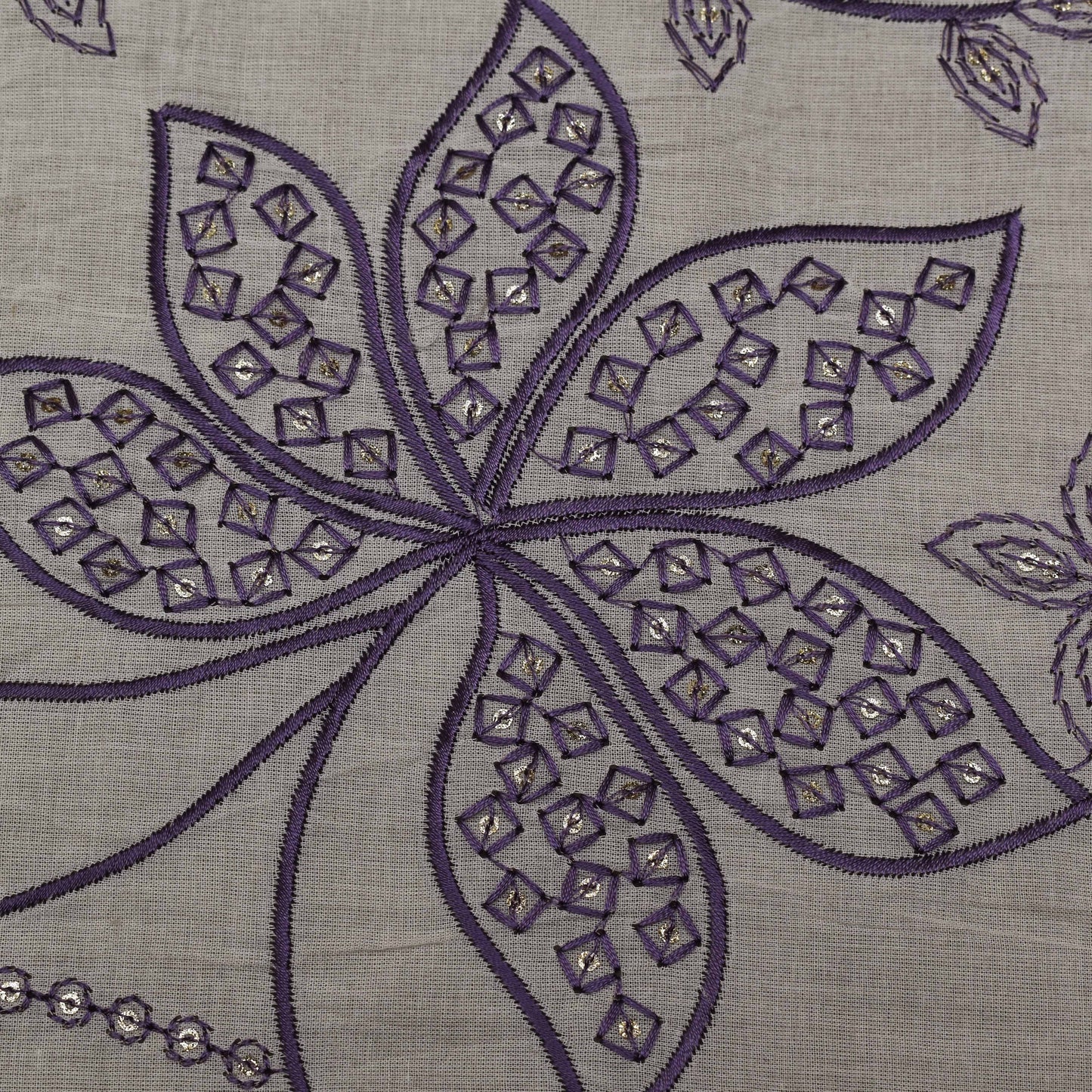 Off White Color Cotton Embroidery Fabric