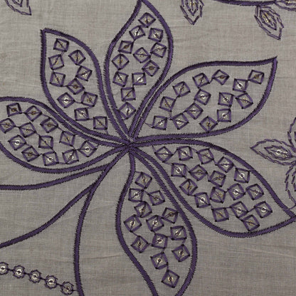 Off White Color Cotton Embroidery Fabric