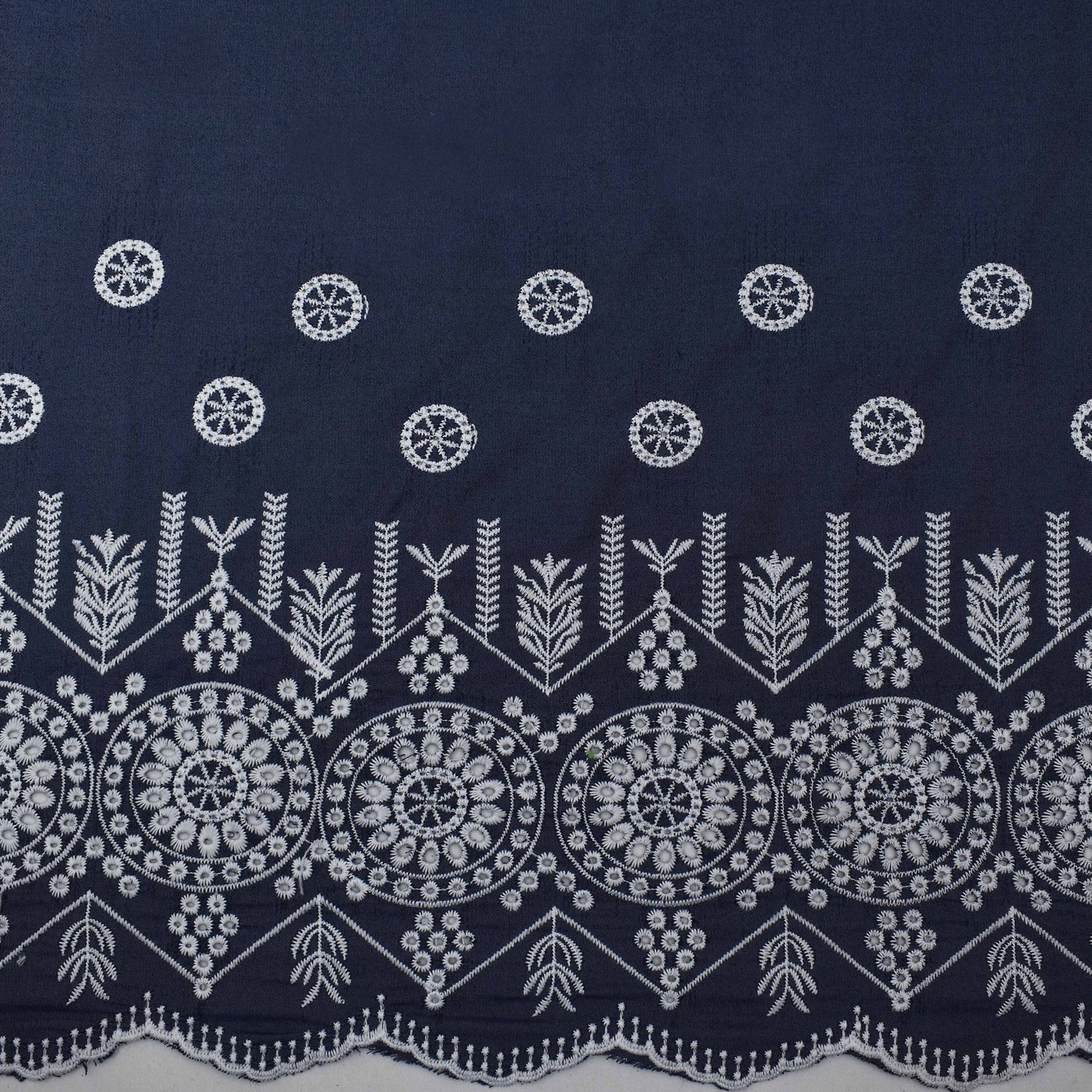 Navy Blue Color Denim Embroidery Fabric