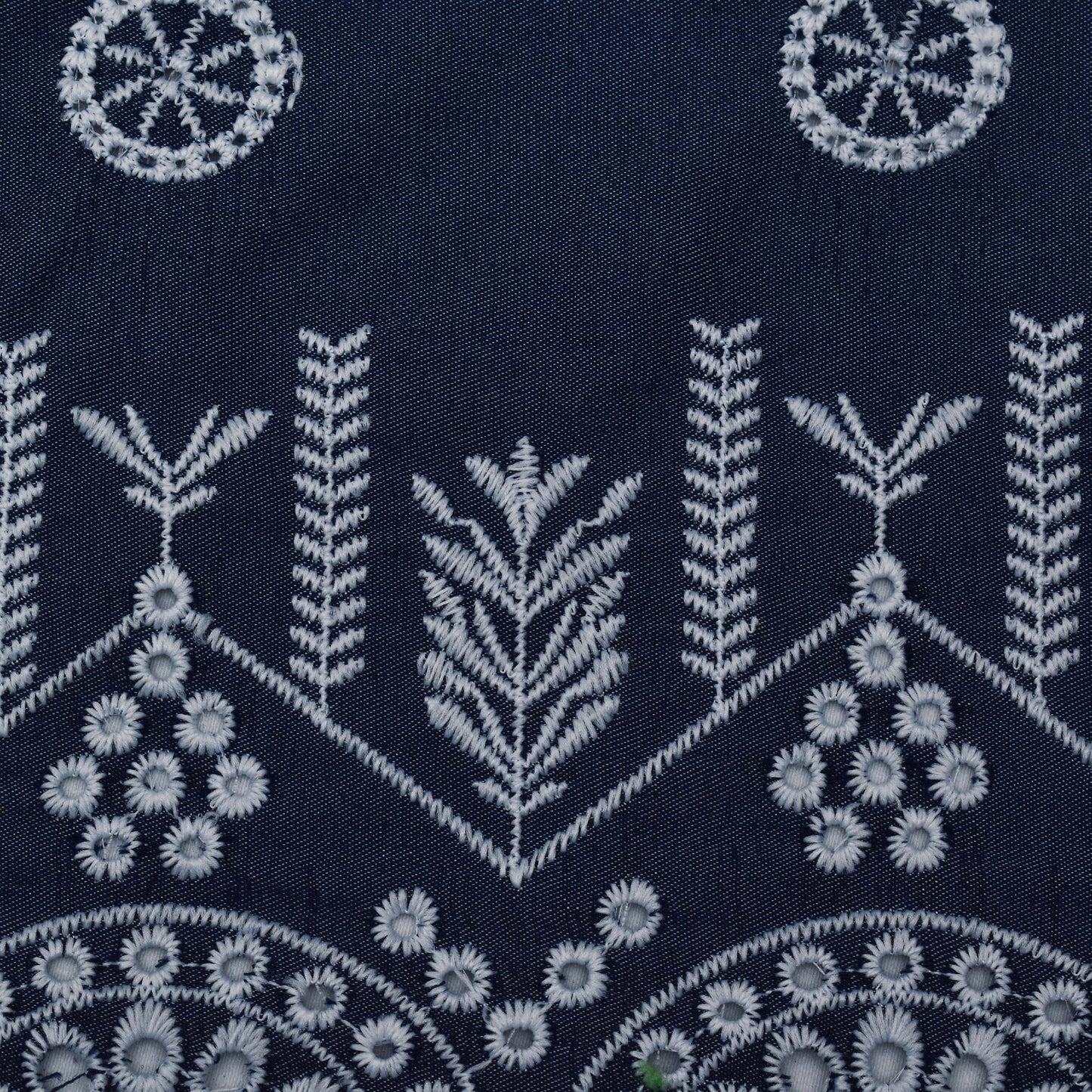 Navy Blue Color Denim Embroidery Fabric