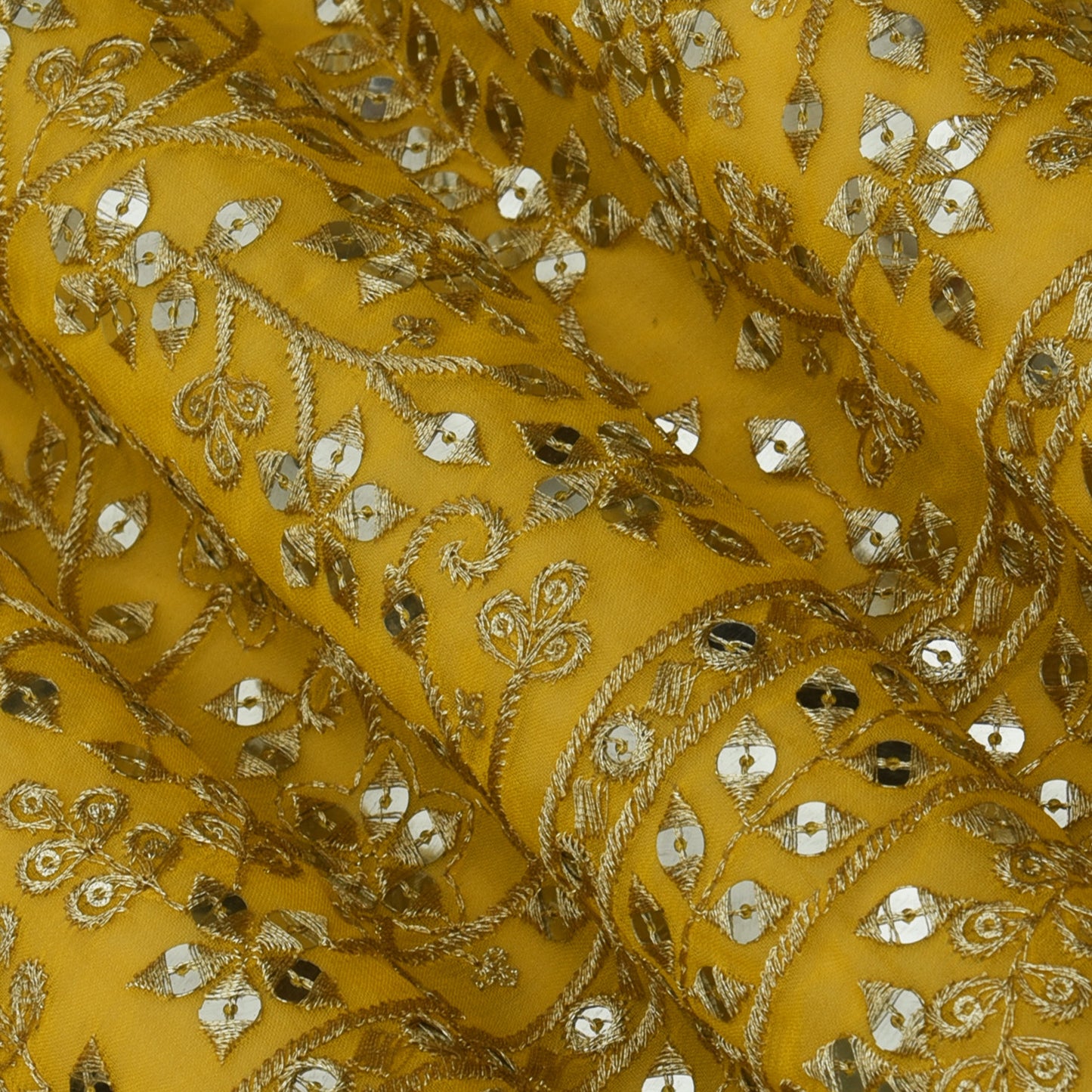 Georgette Sequins Embroidery Fabric