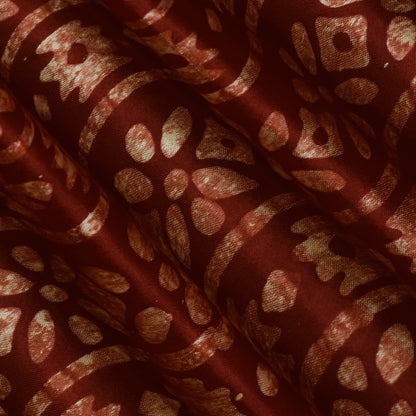 Maroon Color Gajji Silk Batik Print Fabric