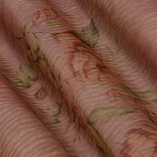 Floral Print Crush Tissue Fabric