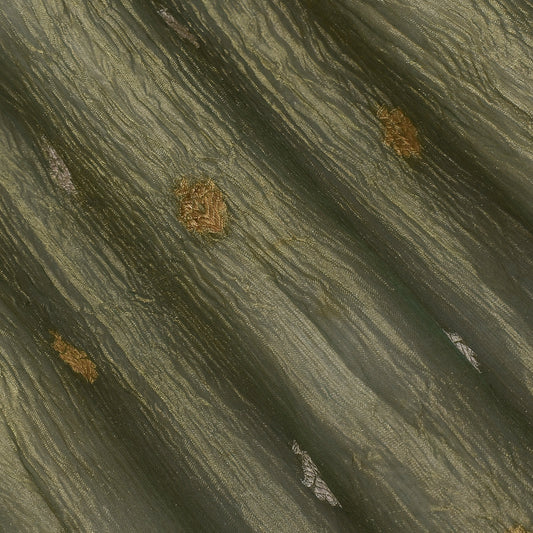 Moss Green Color Crush Tissue Booti Fabric