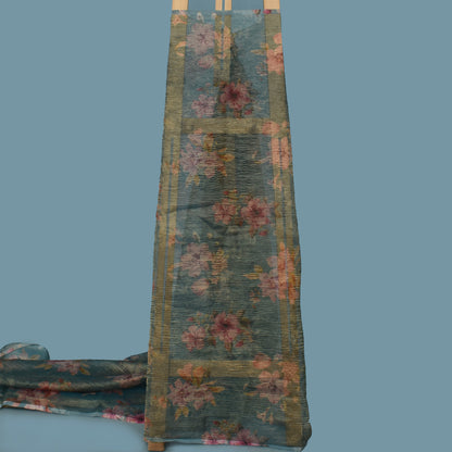 Floral Print Crush Tissue Fabric