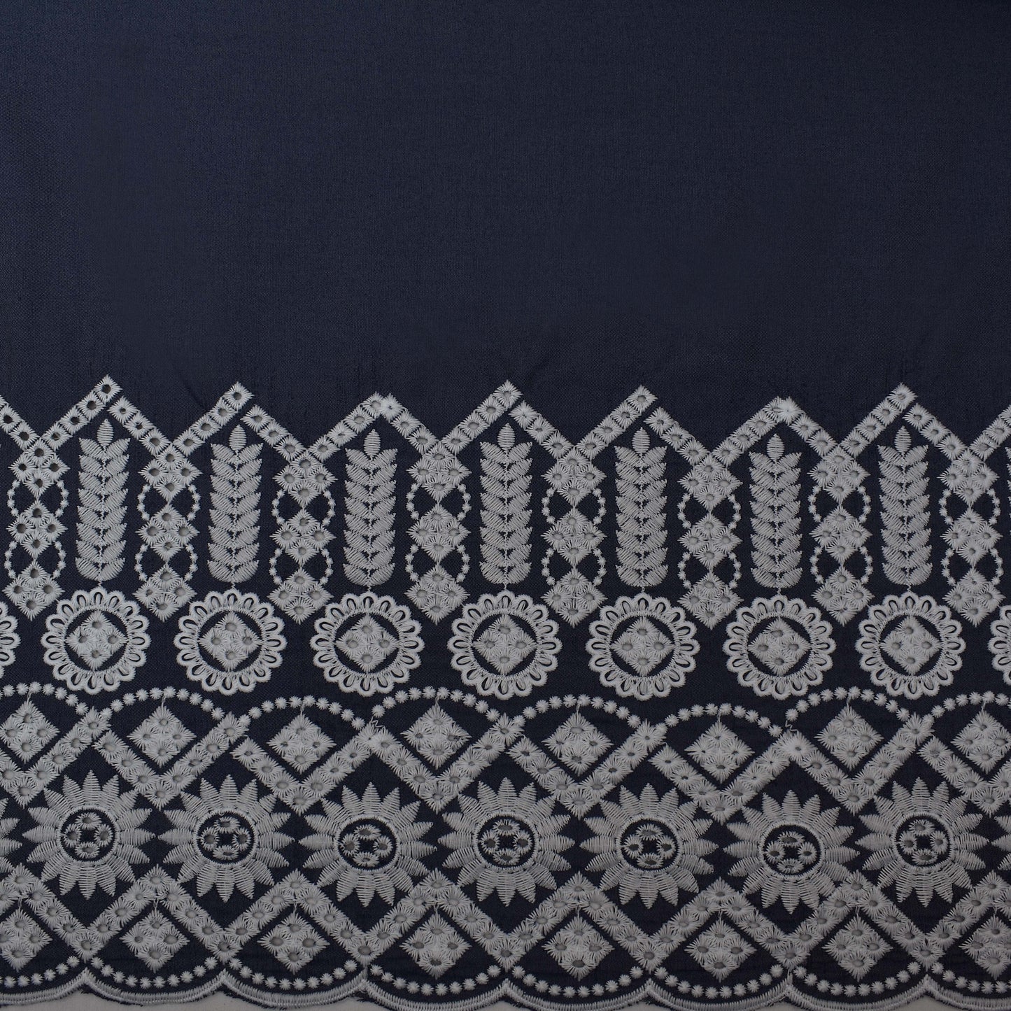 Navy Blue Color Denim Embroidery Fabric