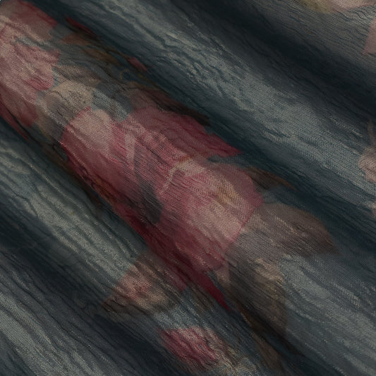 Floral Print Crush Tissue Fabric