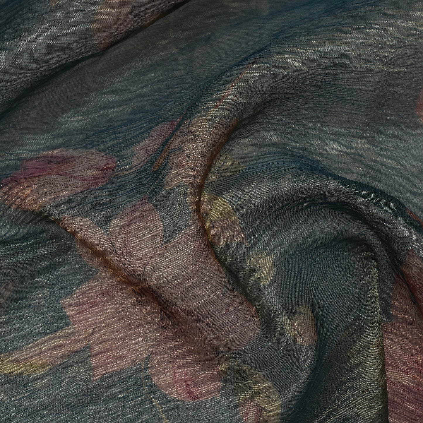 Floral Print Crush Tissue Fabric