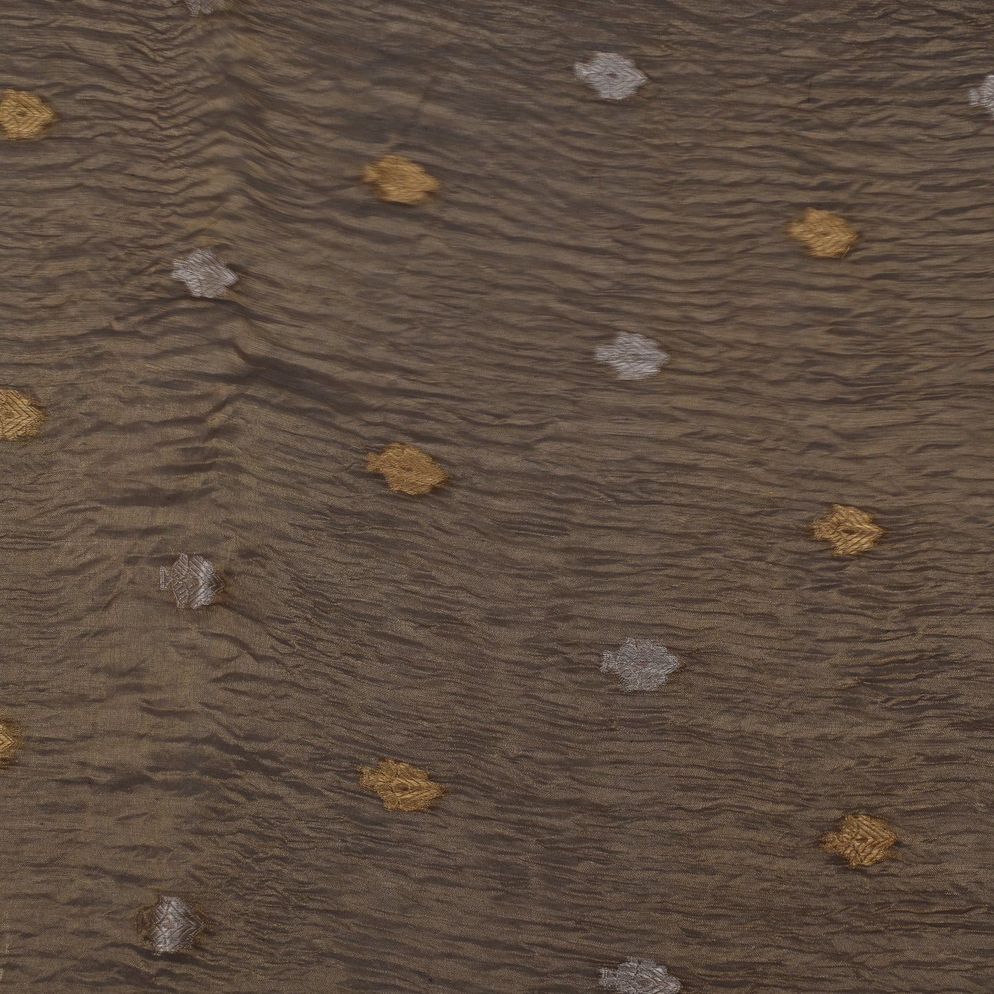 Grey Color Crush Tissue Booti Fabric