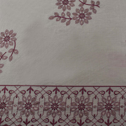 Off White Color Cotton Embroidery Fabric