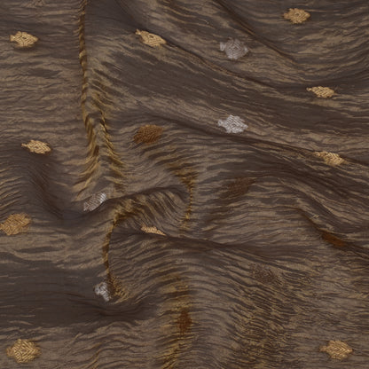 Grey Color Crush Tissue Booti Fabric