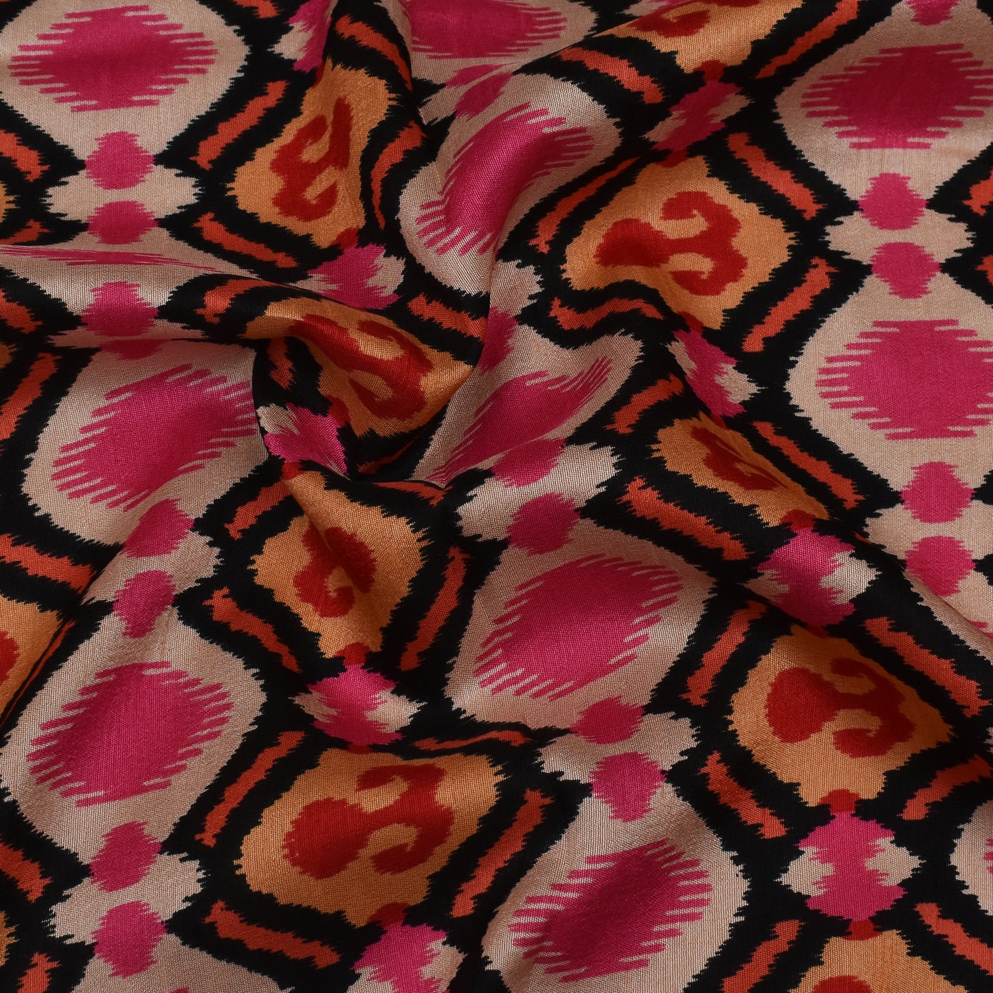 Multicolor Slub Chanderi Print Fabric