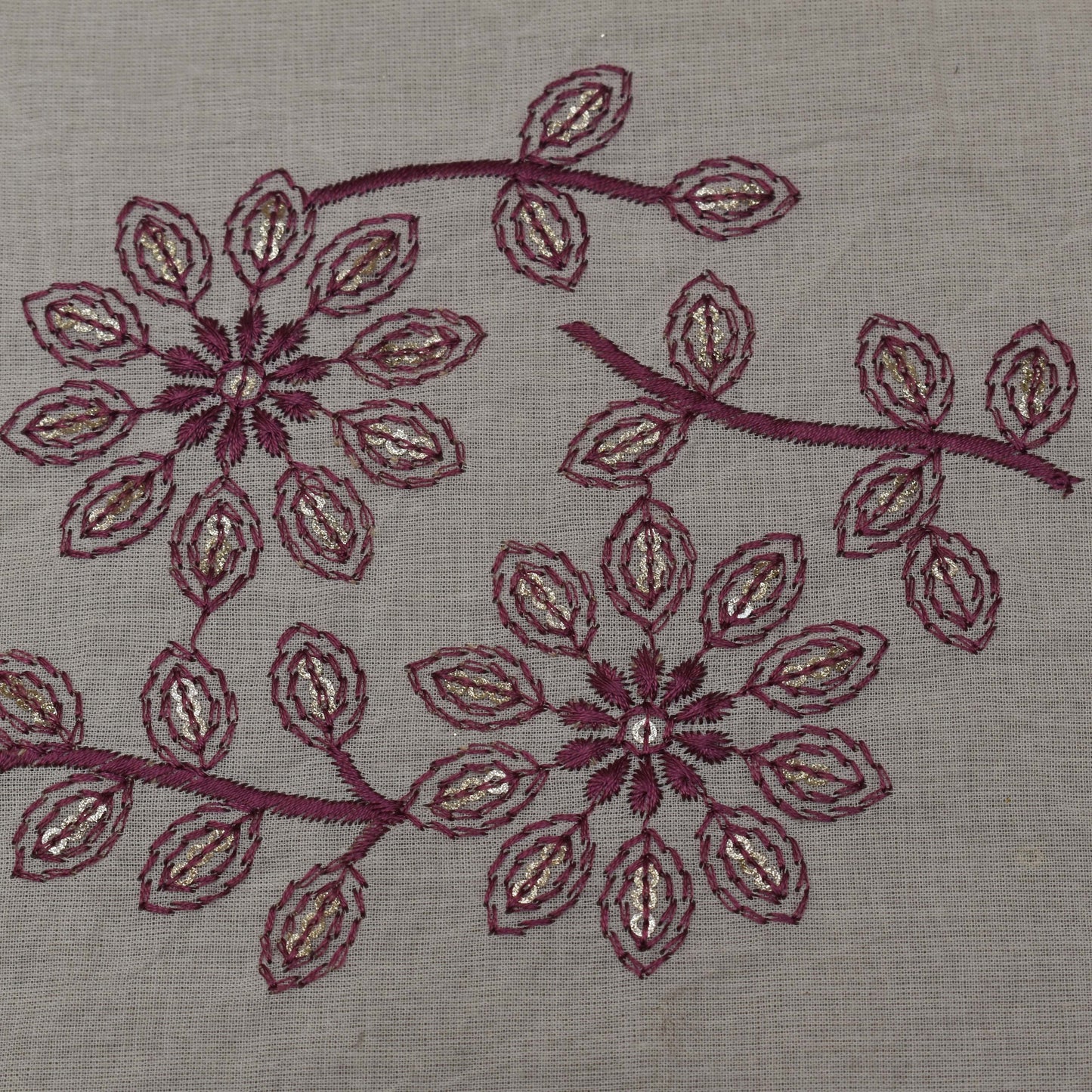 Off White Color Cotton Embroidery Fabric