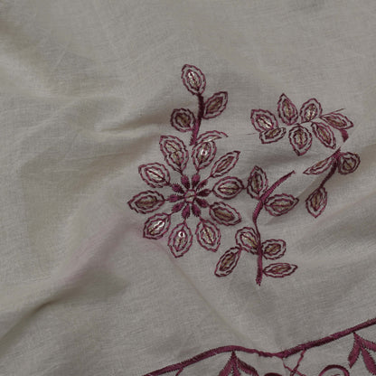 Off White Color Cotton Embroidery Fabric