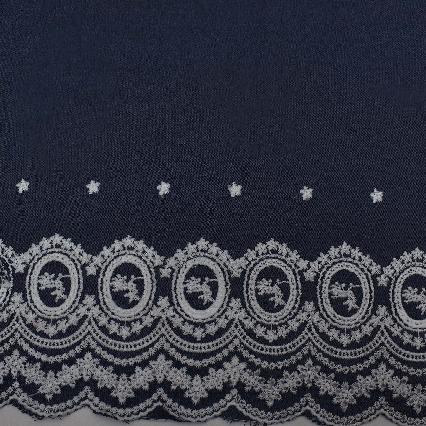 Navy Blue Color Denim Embroidery Fabric