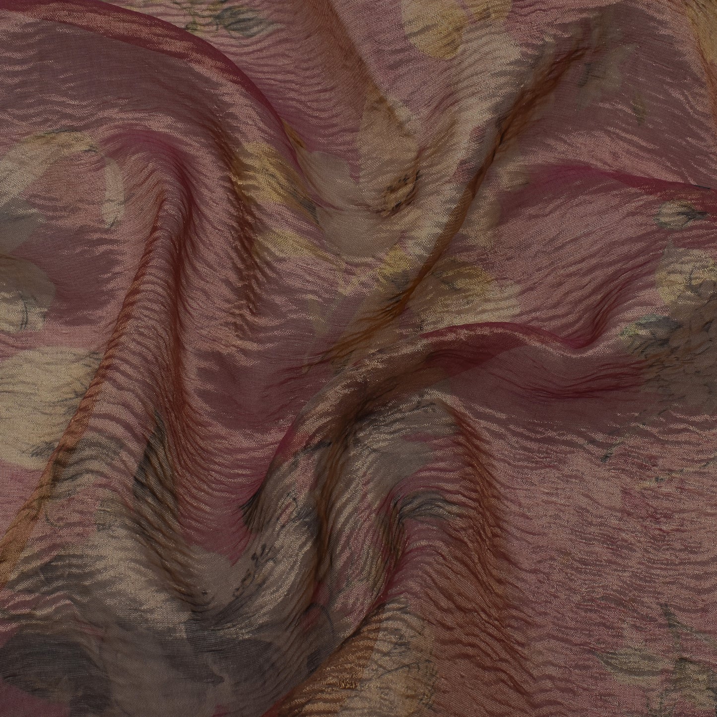 Floral Print Crush Tissue Fabric