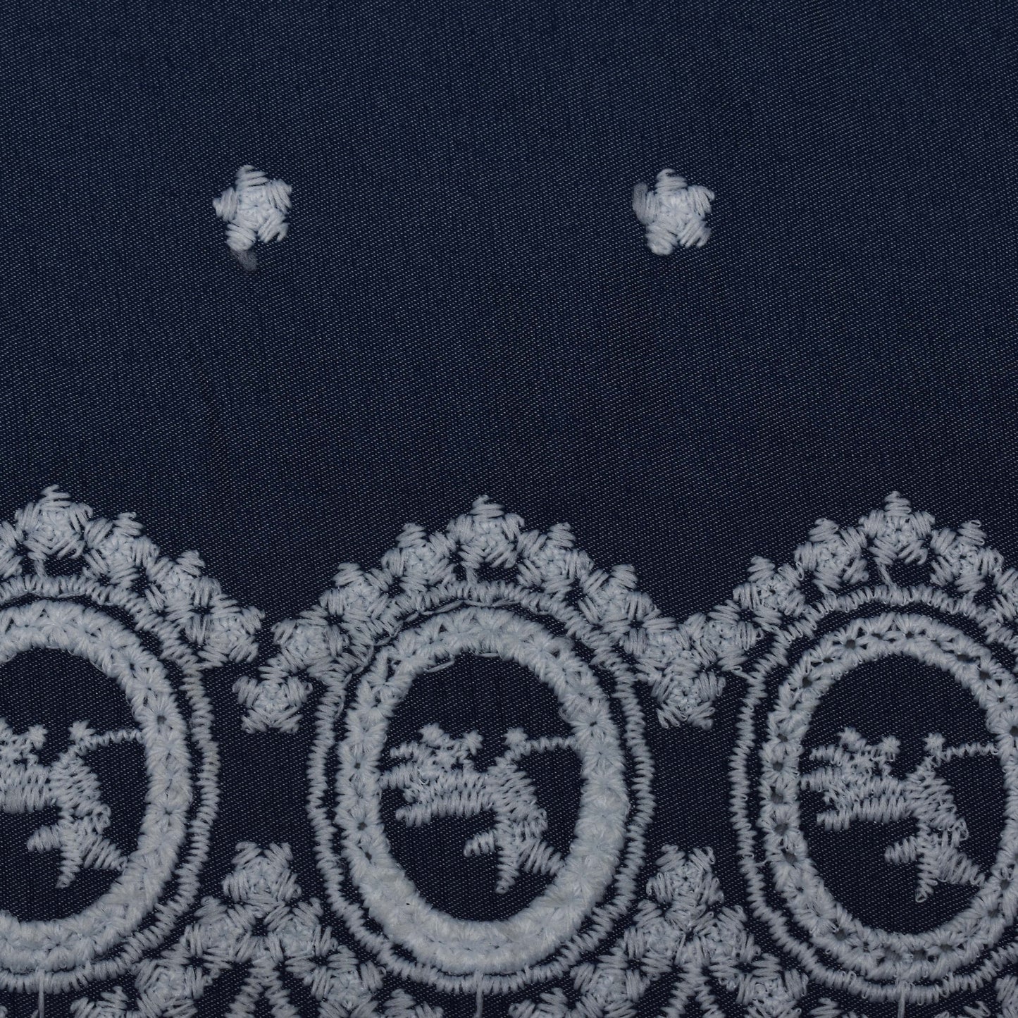 Navy Blue Color Denim Embroidery Fabric