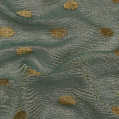 Sea Green Color Crush Tissue Booti Fabric