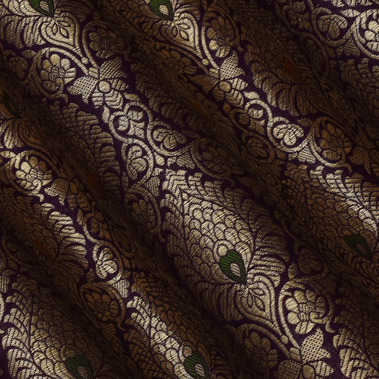 Maroon Color Katan Meena Brocade Fabric