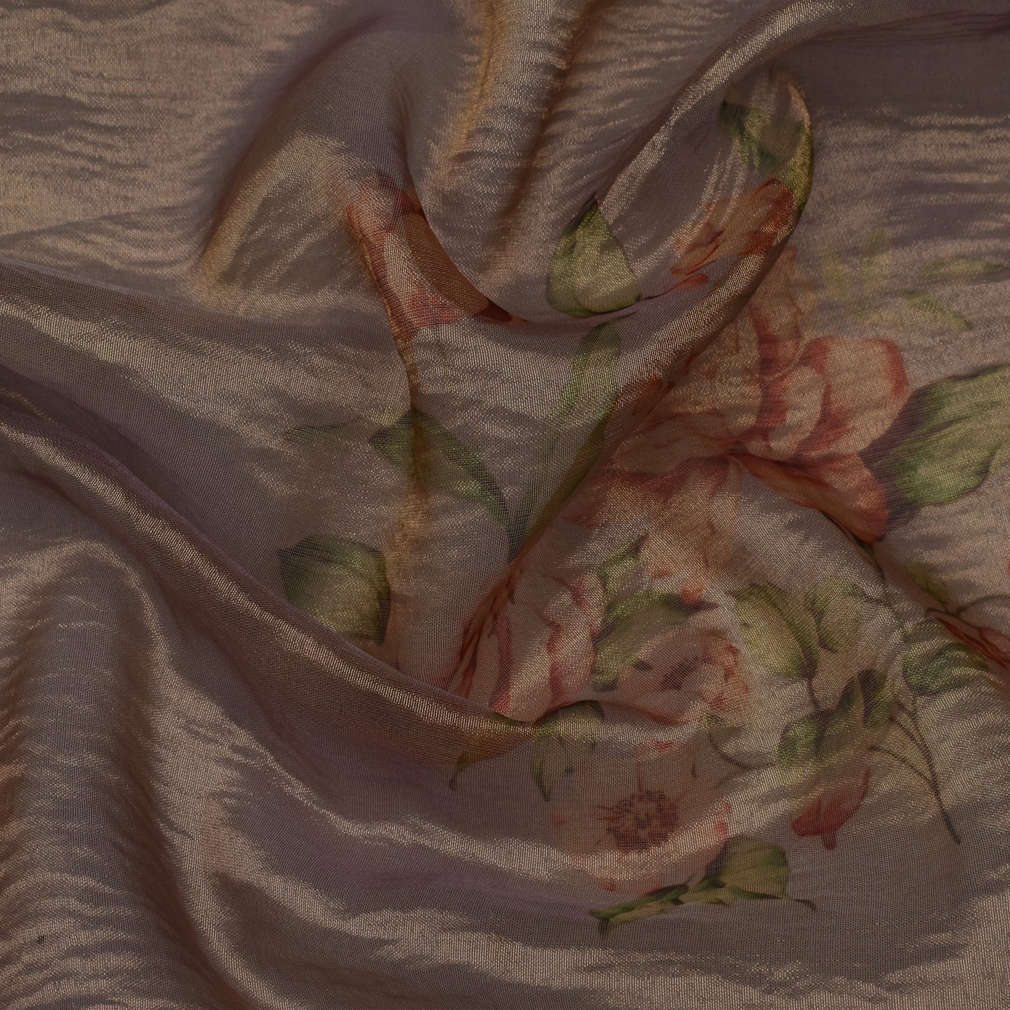 Floral Print Crush Tissue Fabric