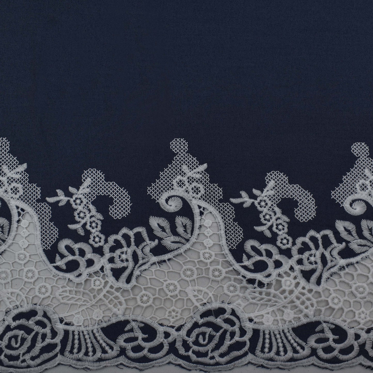 Navy Blue Color Denim Embroidery Fabric