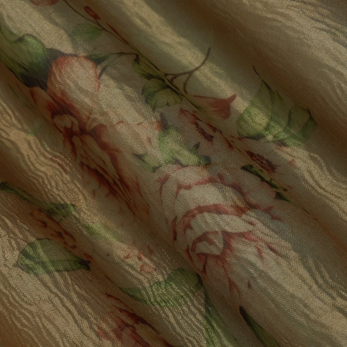 Floral Print Crush Tissue Fabric