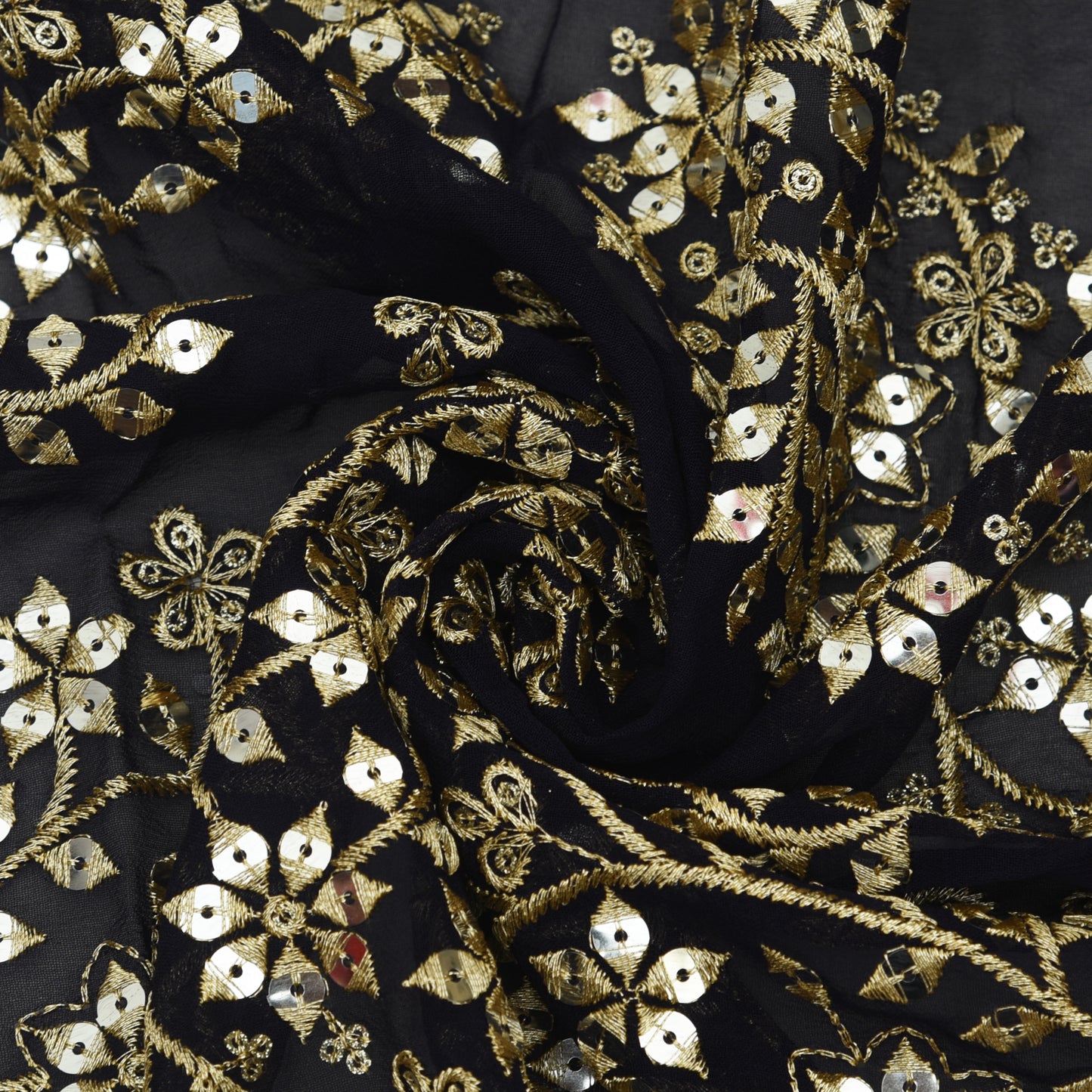 Georgette Sequins Embroidery Fabric